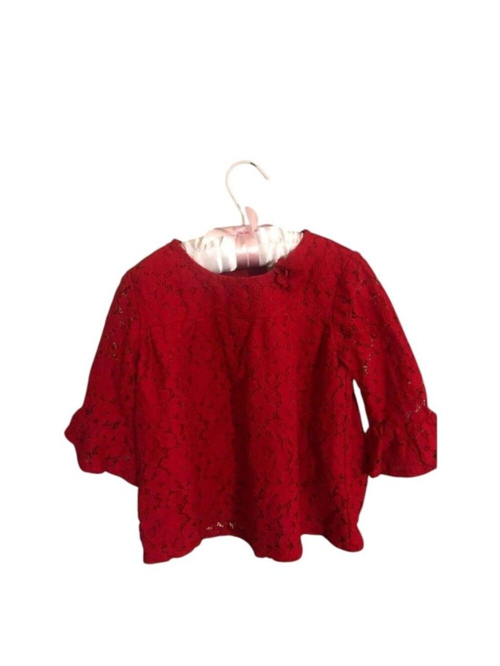 Crown and Ivy Kids Size 5 Christmas Red Girl’s Blouse with Ruffle Sleeves